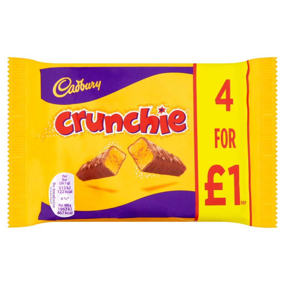 Crunchie Chocolate Bar 4 Pack 104 4g Selva Store Uk